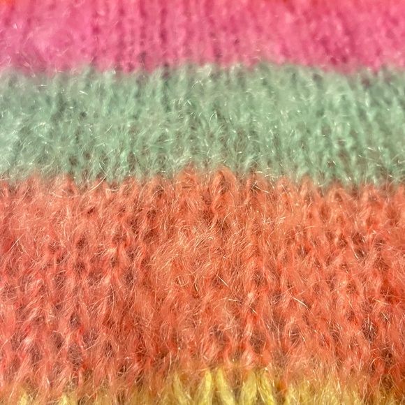 Rose Carmine Mohair Blend Rainbow Knit Sweater Vest Fairy  Boho S/M Whimsica - Picture 7 of 14